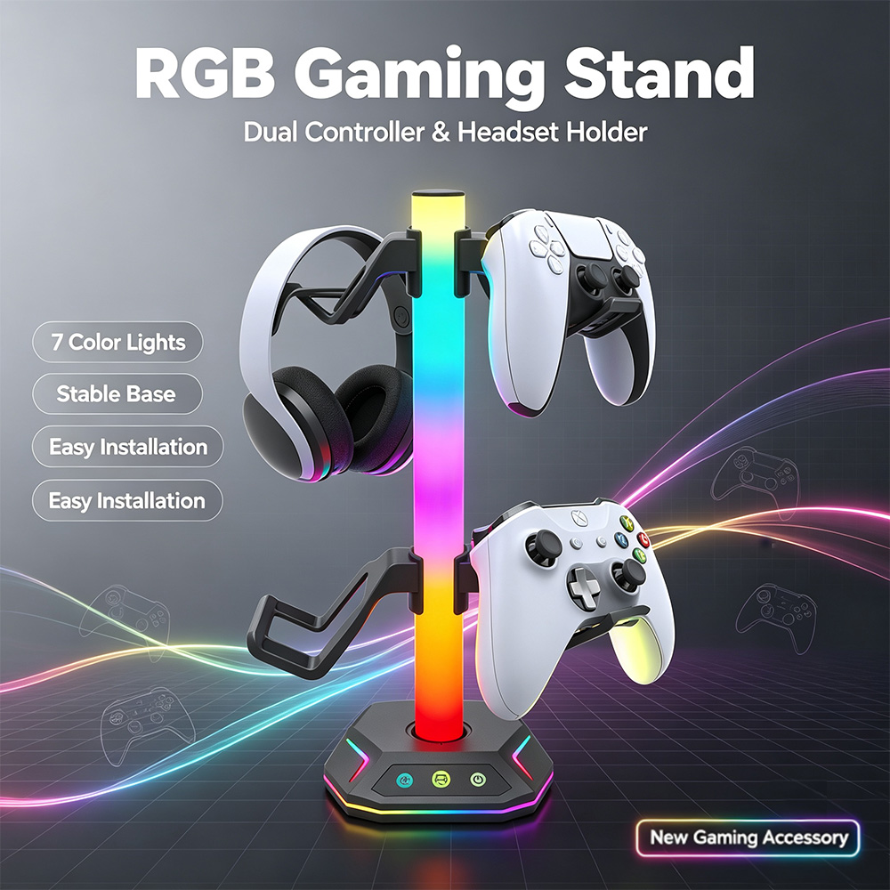 Gaming Headphone Accessories - Playstation5 コントローラホルダーイヤホンハンガーアクセサリーゲーム RGB ヘッドフォンスタンドデスクトップゲーマー PS4 Xbox
