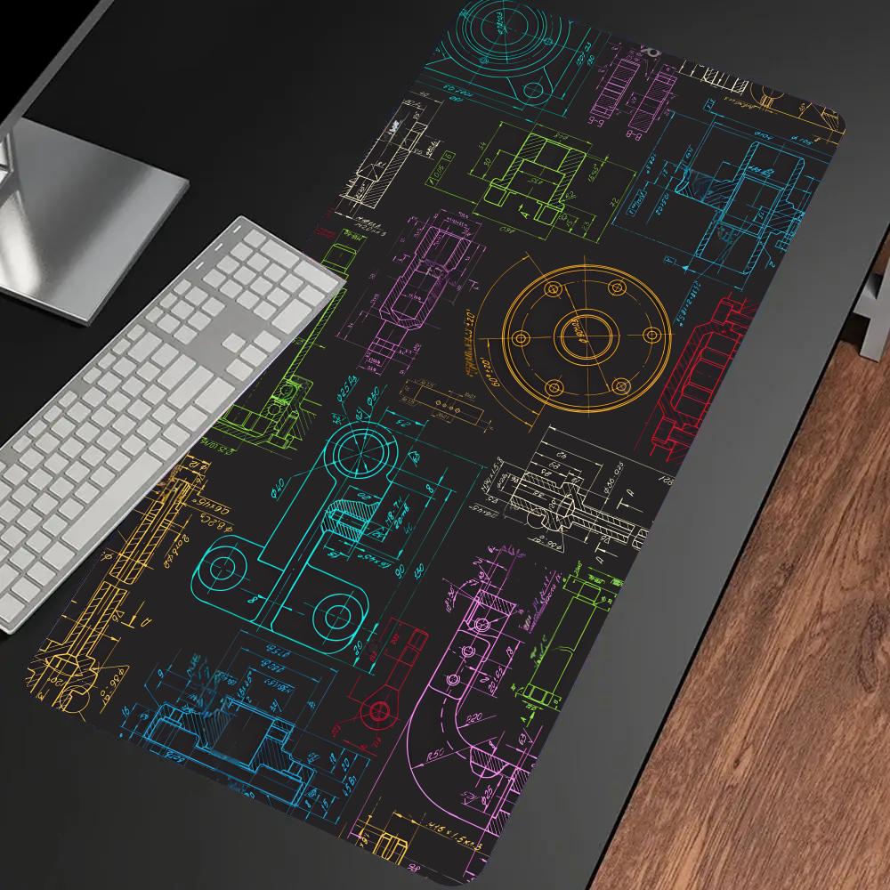 Gaming Accessories Drawing - 機械図面用マウスパッド ゲーミングアクセサリー 大型HDマウスパッド XXLマウスパッド 天然ゴムカーペット 滑り止めテーブルマット
