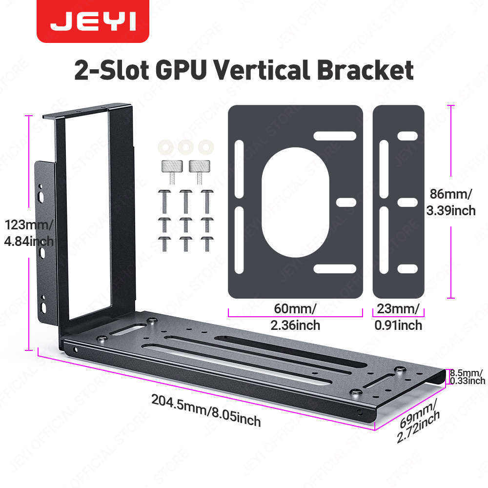 Pcie Extension Cable - JEYI 垂直グラフィックスカード取り付けブラケット 2/3 スロット アルミニウム GPU