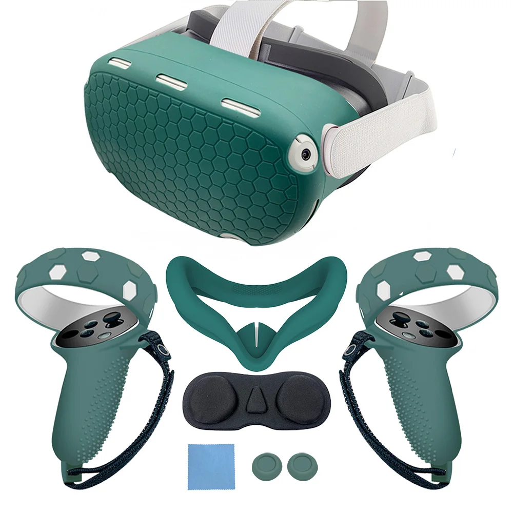 Gaming Headphone Accessories - シリコン保護ケース,Oculus Quest 2用,ヘッドカバー,アイパッド,ハンドル,アクセサリー