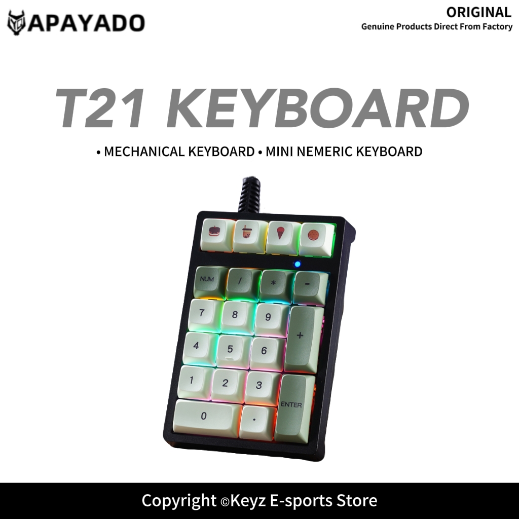 Keyboard Numpad Separate - 21 キー ミニ有線キーパッド RGB バックライト ブルー