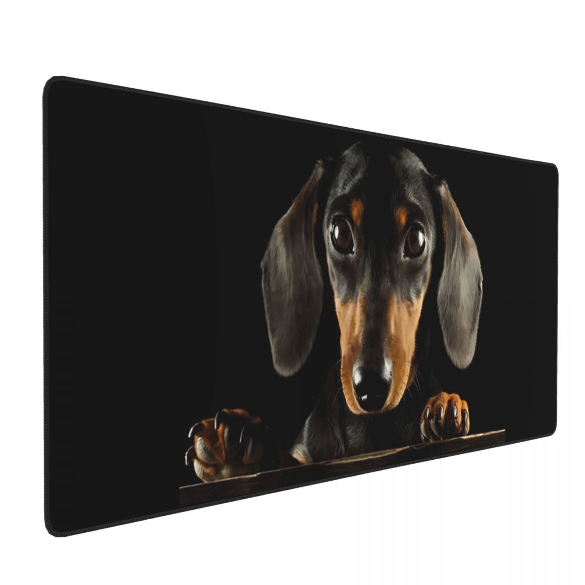 Gaming Accessories Photo - 大型マウスパッド黒ダックスフント犬の写真ポートレートPCラップトップマットキーボードカーペットコンピュータゲームオフィスアクセサリーデスクマット