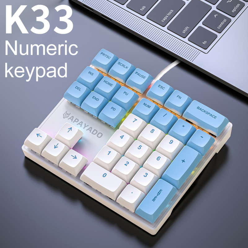 Keyboard Numpad Separate - K33 コンパクトメカニカルテンキー、USB有線数値キーパッド、オフィス、スプレッドシート、データ入力用、WindowsとMacに対応