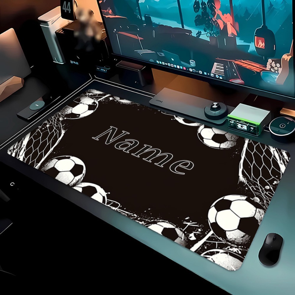 Gaming Accessories Name - カップルフットボール用パーソナライズされたマウスパッド、安定したゴムベース、カスタム名、ホームオフィスゲームデスク用のスタイリッシュなアクセサリー