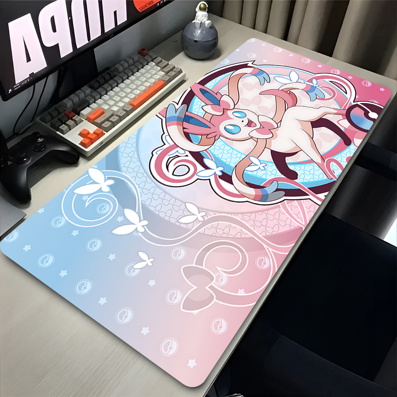 Gaming Accessories Gamer - 大型ピンクかわいいマウスパッド XXL ゲームコンピュータアクセサリー P-ポケモン シルベオン キーボード