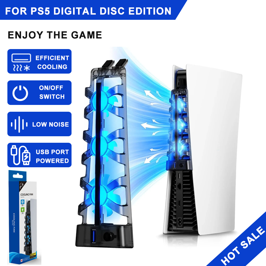 Gaming Accessories For Ps5 - PS5用ディスク版とデジタル版の両方に対応するLEDライト付き冷却ファン、PS5ディスク版とデジタル版の両方に対応するゲームアクセサリー冷却システム
