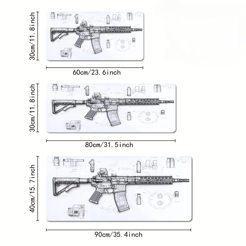 AR ライフルと部品図面大型マウスパッドデスクマットステッチ - Gaming Accessories Drawing のレビューと価格