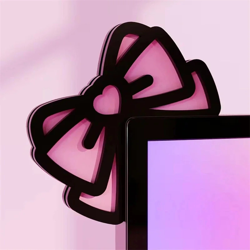 かわいいピンクのアクリル製リボンモニターデコレーション、蝶結 - Gaming Home Accessories のレビューと価格