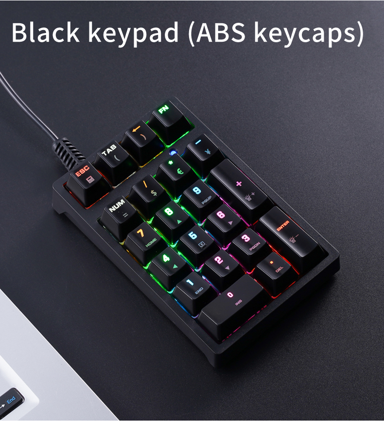 21 キー ミニ有線キーパッド RGB バックライト ブルー - Keyboard Numpad Separate のレビューと価格