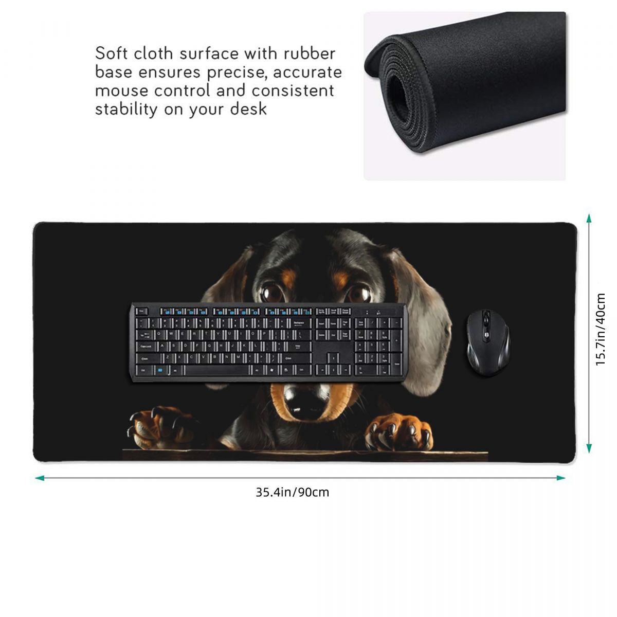 大型マウスパッド黒ダックスフント犬の写真ポートレートPCラッ - Gaming Accessories Photo のレビューと価格