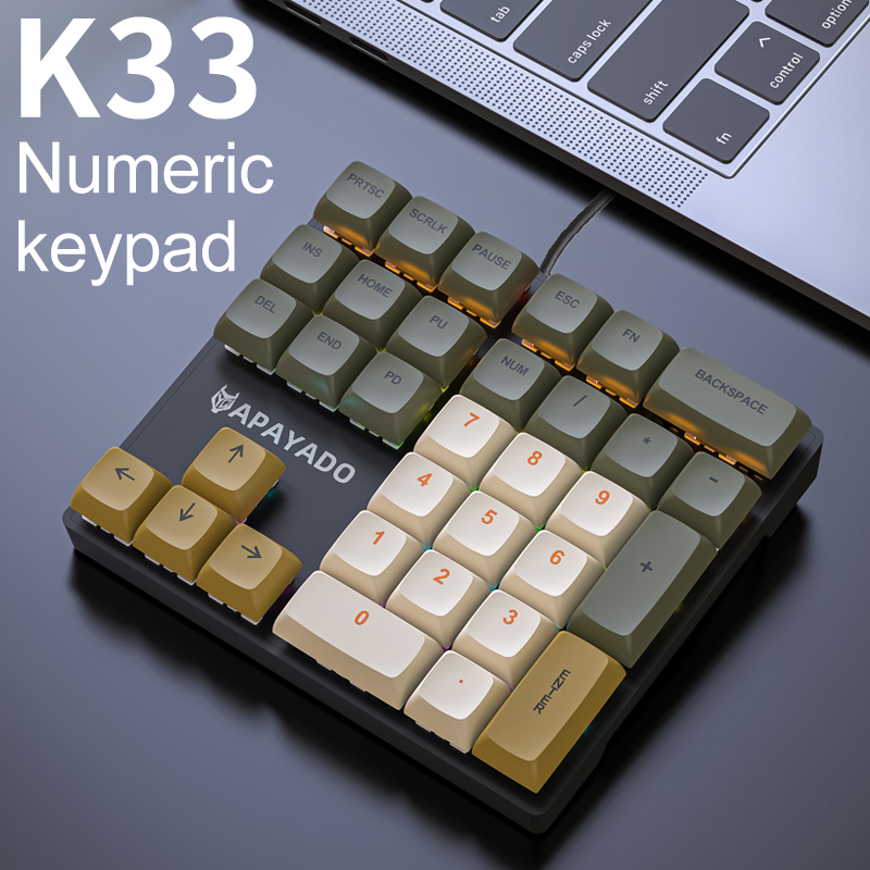 K33 コンパクトメカニカルテンキー、USB有線数値キーパッ - Keyboard Numpad Separate のレビューと価格