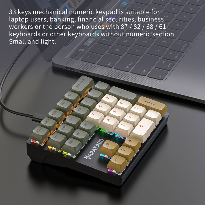 K33 コンパクトメカニカルテンキー、USB有線数値キーパッ - Keyboard Numpad Separate のレビューと価格