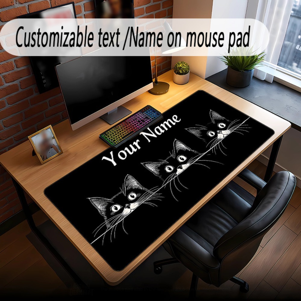 かわいい3匹の黒猫カスタムデスクマット、名前と番号入り、滑り - Gaming Accessories Name のレビューと価格