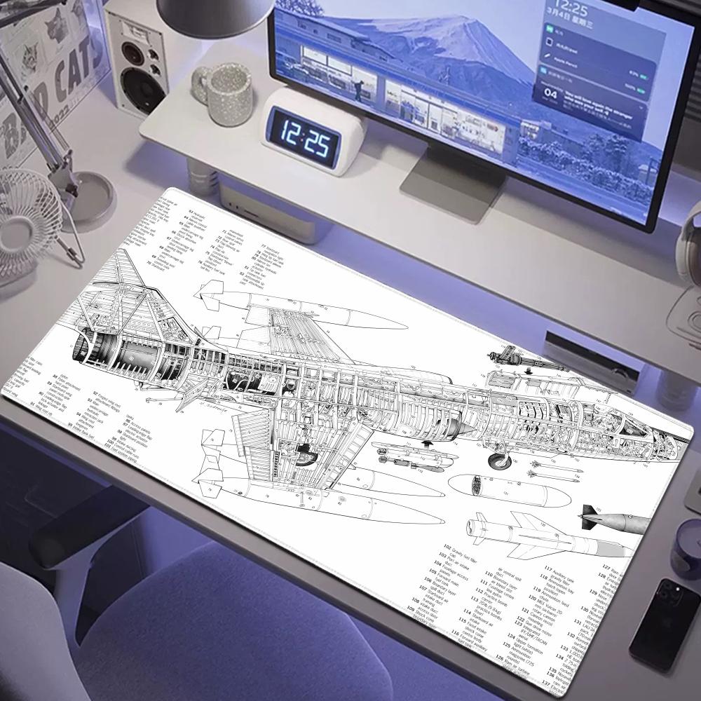 HYBXAXC 飛行機の図面白黒ゲーミングマウスパッド HD - Gaming Accessories Drawing のレビューと価格