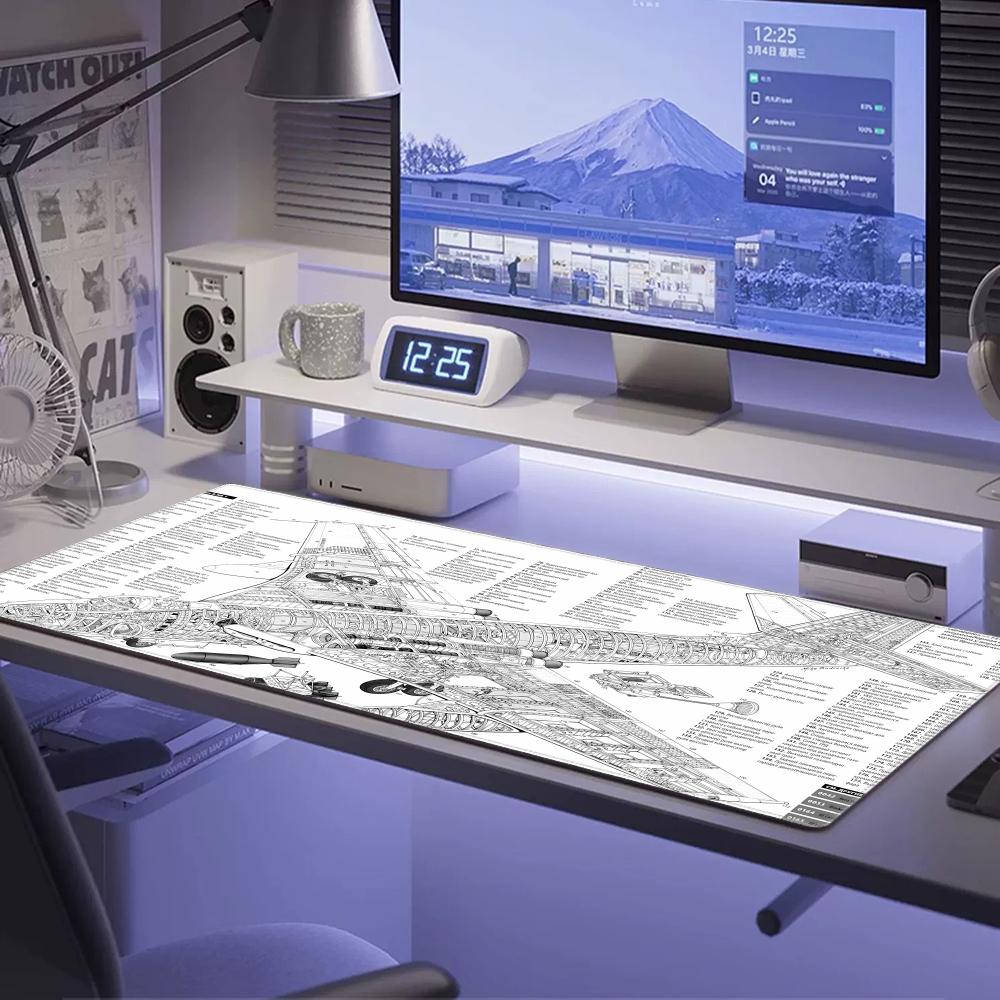 HYBXAXC 飛行機の図面白黒ゲーミングマウスパッド HD - Gaming Accessories Drawing のレビューと価格